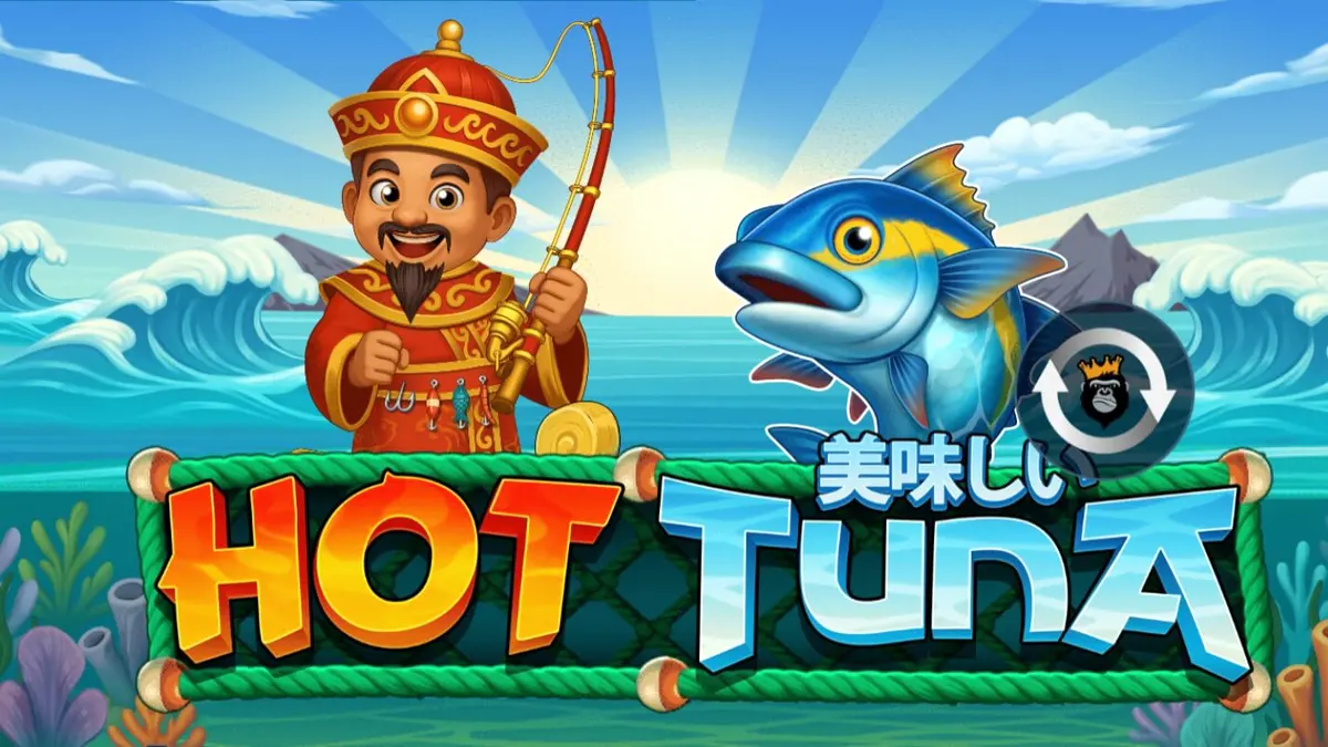 Tampilan visual slot Hot Tuna dengan nelayan dan latar belakang laut